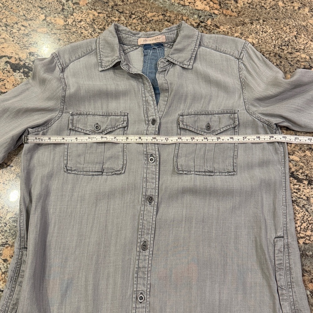 Philosophy Light Gray Denim Shirt - Picture 5 of 5